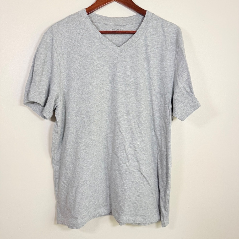 Mott & Bow Driggs V-Neck Essential Cotton T-Shirt Size XL Heather Gray